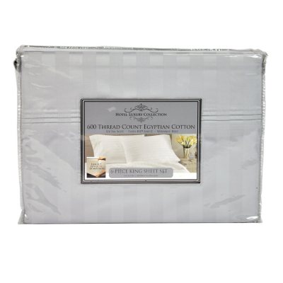 600TC Hotel Luxury Collection Striped Blue Sheet Set - King