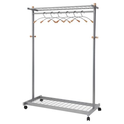 Alba 2-Shelf Garment Rack, Mahogany (6 Hangers/Hooks)