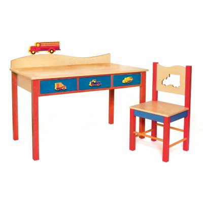 Boys Like Trucks Computer Desk and Chair - Natural