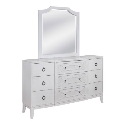 Glenda 9-Drawer Dresser and Mirror, Antique White