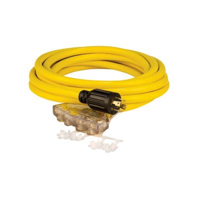 25ft 30-Amp Generator Power Cord, L14-30P to (4) 5-20R