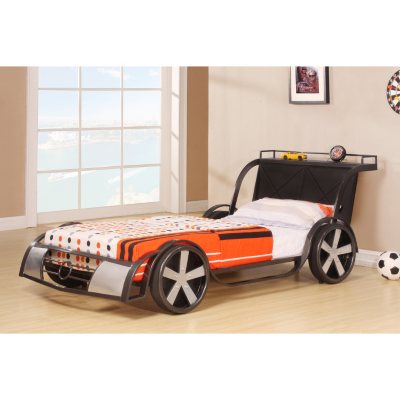 Fast Lane Car Twin Bed - Gunmetal and Silver