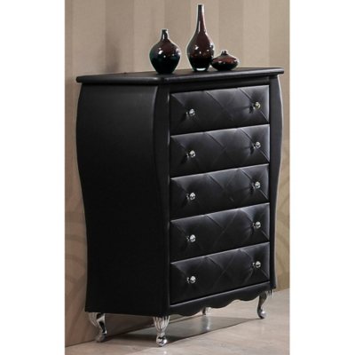 Viviene 5-Drawer Leatherette Chest - Black