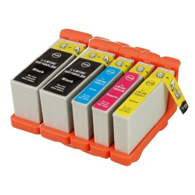 Lexmark 100XL Compatible Ink Cartridges (5 Pack: 2 each Black, 1 each Cyan, Magenta, Yellow)
