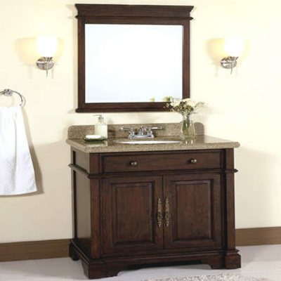 32" Granite Top Vanity with Backsplash and Mirror
