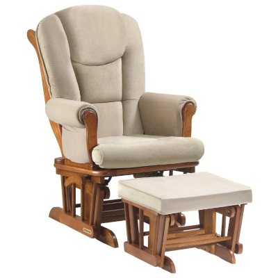 Shermag - Glider Rocker & Ottoman Combo - Chestnut and Oatmeal