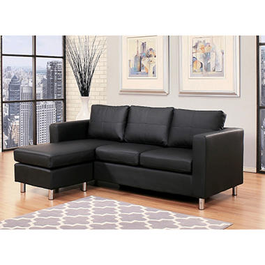 Atkins Leather Sectional and Ottoman   AD127N4-BLKBOND