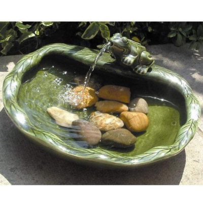Ceramic Solar Frog Fountain