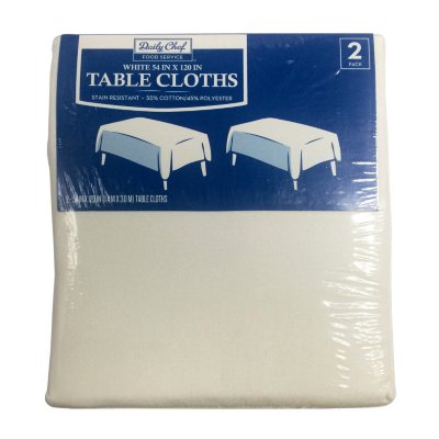 Bakers & Chefs Rectangular Tablecloth - White - 54" x 120" - 2 pk.