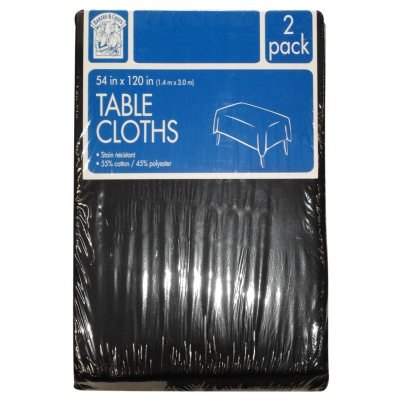Bakers & Chefs Rectangular Tablecloth - Black or Burgundy - 54" x 120" - 2 pk.