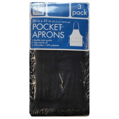 Bakers & Chefs Pocket Aprons - Black, Blue or Burgundy - 30" x 33" - 3 pk.