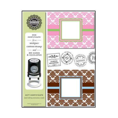 Designer Stationery & Custom Stamp Damask Gift Set