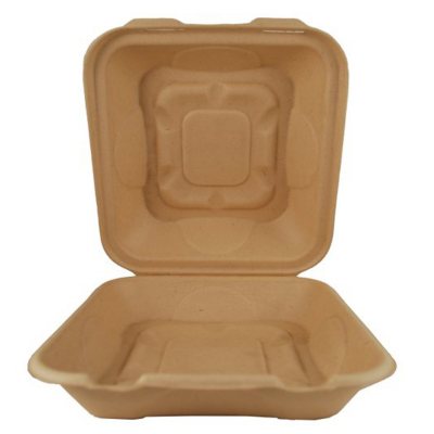World Centric Compostable/Biodegradable Fiber Hinged 1 Compartment Togo Boxes (300 ct.)