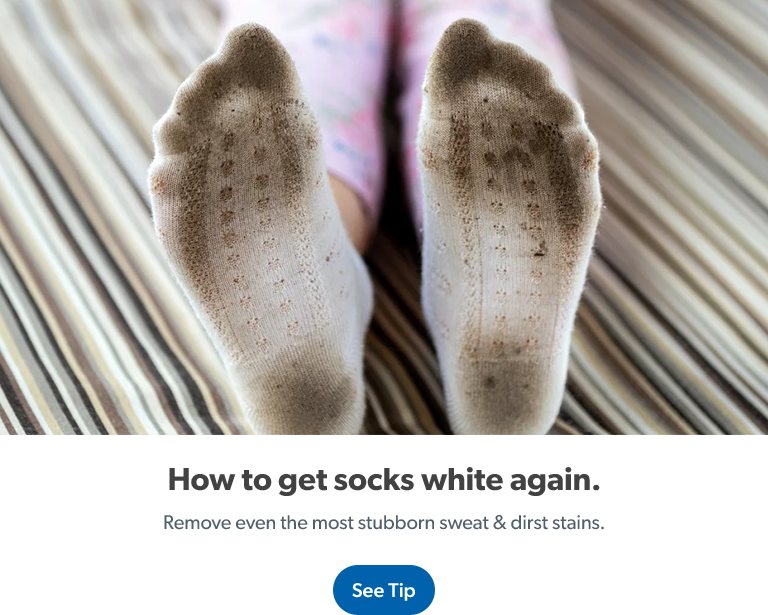 Learn how to remove stains and get your socks white again with Clorox bleach. Get tip.