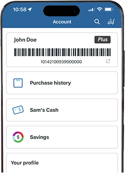 View card in 'Account' section of app.