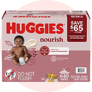 Huggies Nourish Wipes are a 4 in 1, they clean, hydrate, soothe and replenish. Shop now. 