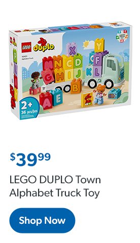 Lego Duplo Town Alphabet Truck Toy. Thirty nine dollars and ninety eight cents. Shop now.