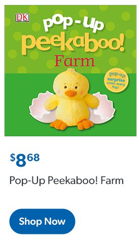 Pop-Up Peekaboo Farm Board Book. Eight dollars and sixty eight cents. Shop now.