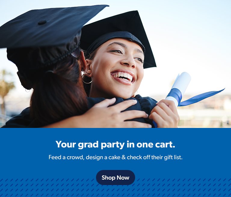 Your grad party in one cart. Feed a crowd, design a cake and check off their gift list. Shop now.