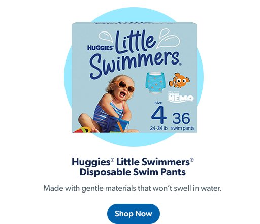 Huggies Little Swimmers Disposable Swim Pants are made with gentle materials that won’t swell in water. Shop now.
