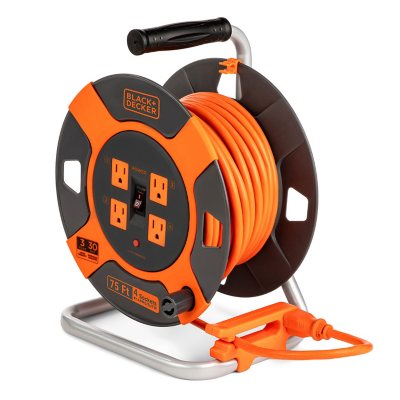 D 60FT Open Cord Reel, Heavy Duty Extension Cord Reel with 4