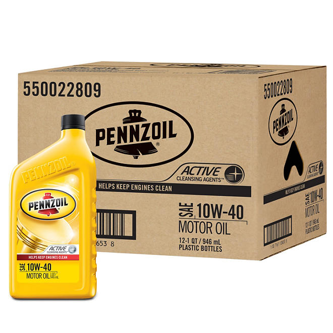 Pennzoil 10W-40 Motor Oil (12-pack/1 quart bottles)
