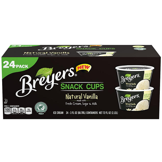 Breyers Natural Vanilla Ice Cream Snack Cups (24 ct., 3 oz.,)