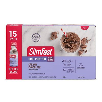 SlimFast 20g High Protein Ready to Drink Meal Replacement Shakes, Creamy  Chocolate (11 fl. oz., 15 pk.) - Sam's Club