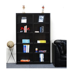 A. Joffe 10-Shelf Double Wide Bookcase, Select Color
