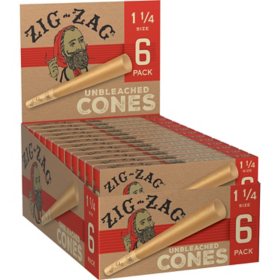 Zig Zag 1 1/4 Unbleached Paper Cones 6 ct., 24 pk.
