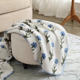 Laura Ashley Coco Plush Reversible Throw Collection 60" x 70"