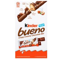 Kinder Bueno Milk Chocolate and Hazelnut Cream Candy Bar (1.5 oz., 20 pk.)