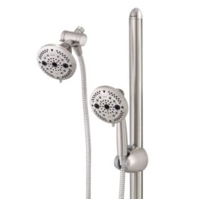 Easy Slide Bar with Force 120-Setting Brushed-Nickel Combo Shower System