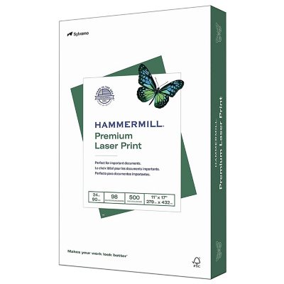 (pack 2) Hammermill Printer Paper  24lb Premium Laser Print  11x17  White  1 Ream  500 Sheets