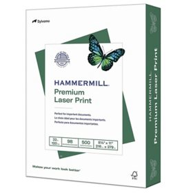 Hammermill - Laser Print Paper, 32lb, 98 Bright, 8-1/2 x 11" - Ream   