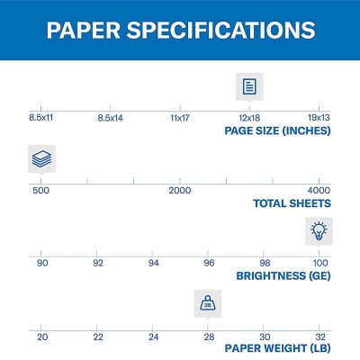  Hammermill Printer Paper, Premium Color 28 lb Copy Paper, 12 x  18 - 4 Ream (2,000 Sheets) - 100 Bright, Made in the USA, 106125C : Office  Products
