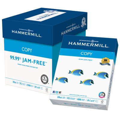 Hammermill Copy Paper, 20lb, 92 Bright, 8 1/2" x 11", 2,400 Sheets