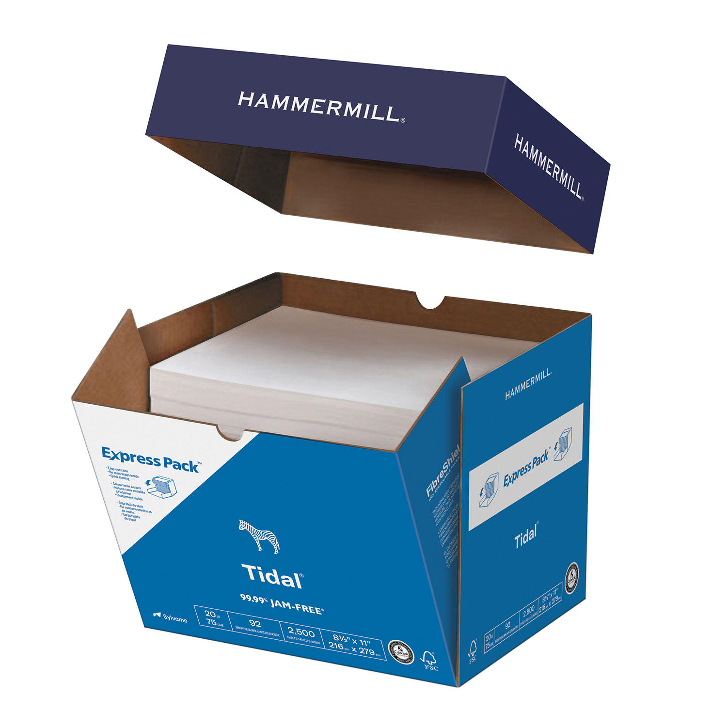 Hammermill - Tidal MP Copy Paper, 20lb, 92 Bright, 8-1/2 x 11' - Half Case
