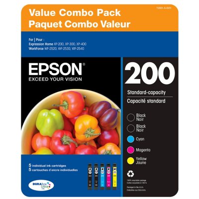 Epson T200 Series Ink Cartridge, Black/Cyan/Magenta/Yellow (5 ct.)