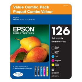 Epson DURABrite T126 Series Ink, Multi Pack 5 pk.