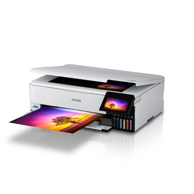 Epson EcoTank Photo ET-8500 Wireless Color All-in-One Supertank Printer  with Scanner, Copier, Ethernet and 4.3-inch Color Touchscreen, White, Large