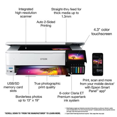 Epson® EcoTank Pro ET-5180 Special Edition All-in-One Supertank Printer,  Copy/Fax/Print/Scan - Sam's Club