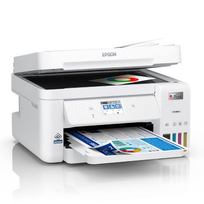  Epson EcoTank ET-3850 Wireless Color Inkjet All-in-One  Supertank Printer, White - Print Scan Copy - 15.5 ppm, 4800 x 1200 dpi,  2.4 LCD, 30-Sheet ADF, Auto 2-Sided Printing, Voice Activated, Ethernet 