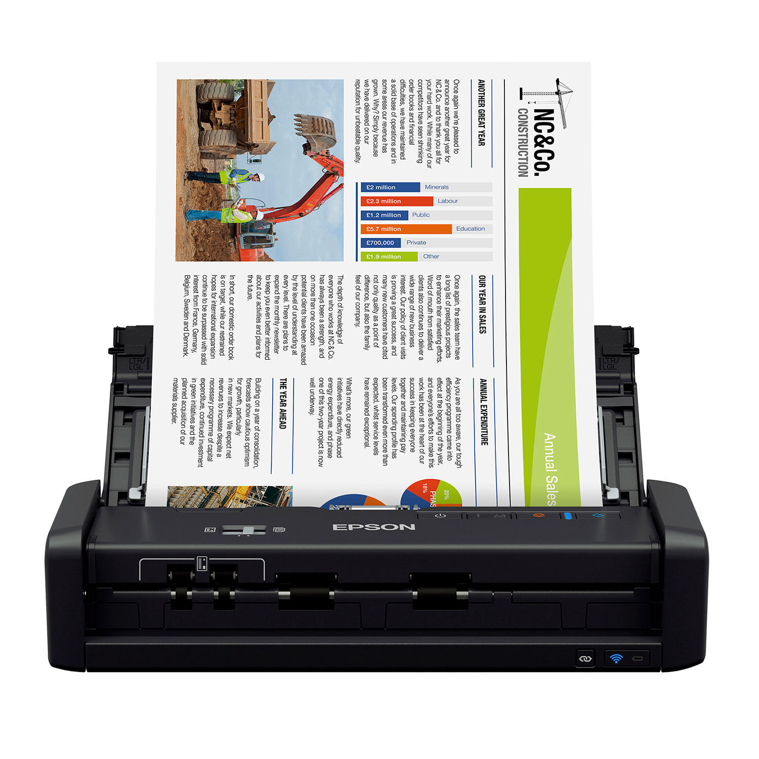 Epson WorkForce ES-300W Wireless Scanner, 20-Sheet Duplex Auto Document Feeder