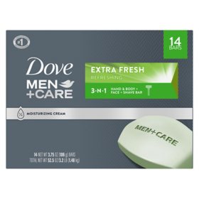 Dove Men+Care Body and Face Bar Soap, Extra Fresh, 3.75 oz., 14 ct.