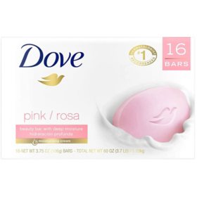 Dove Beauty Bar Soap, Pink, 3.75 oz., 16 ct.