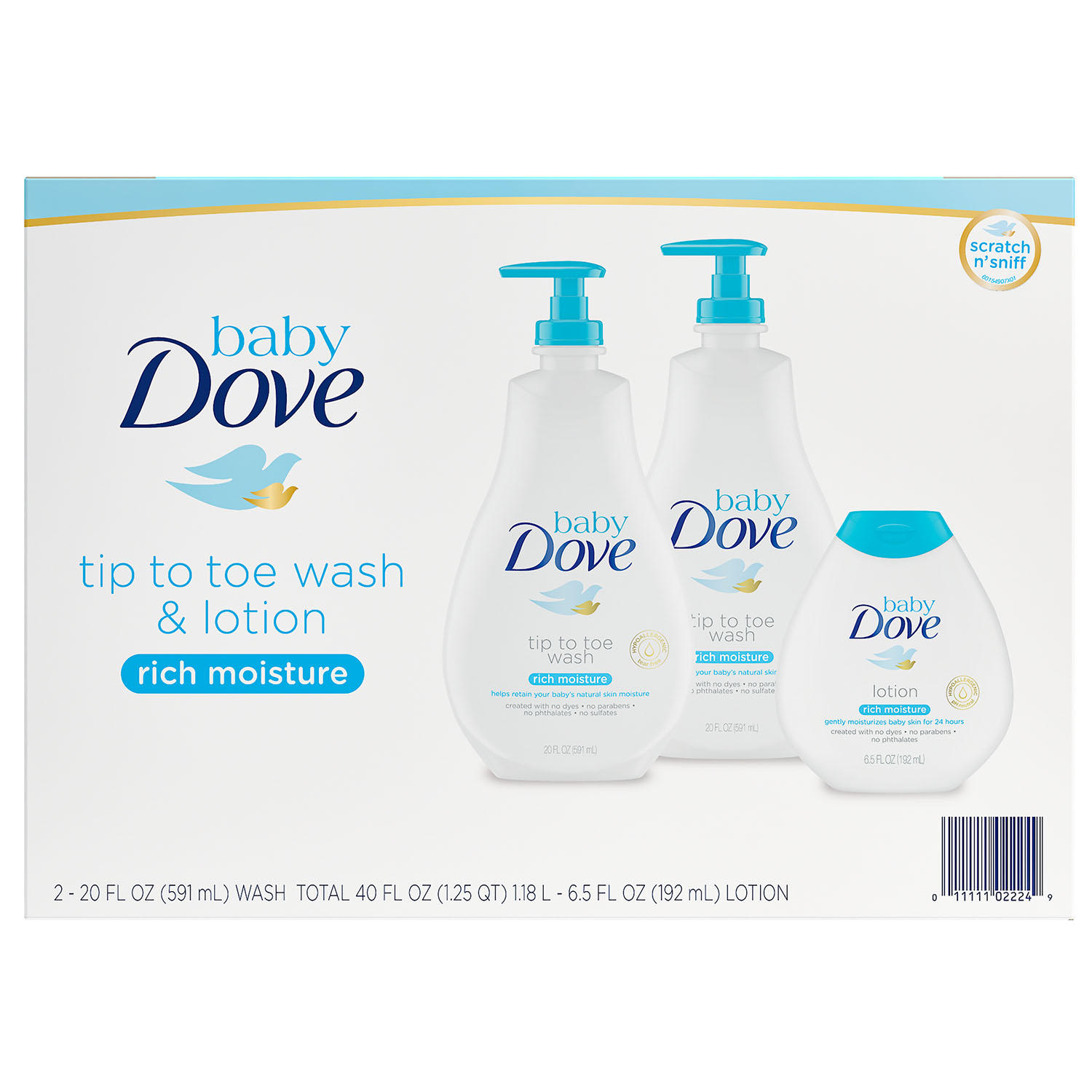 Baby Dove Wash & Lotion (2 - 20 fl. oz. & 1 - 6.5 fl. oz.)