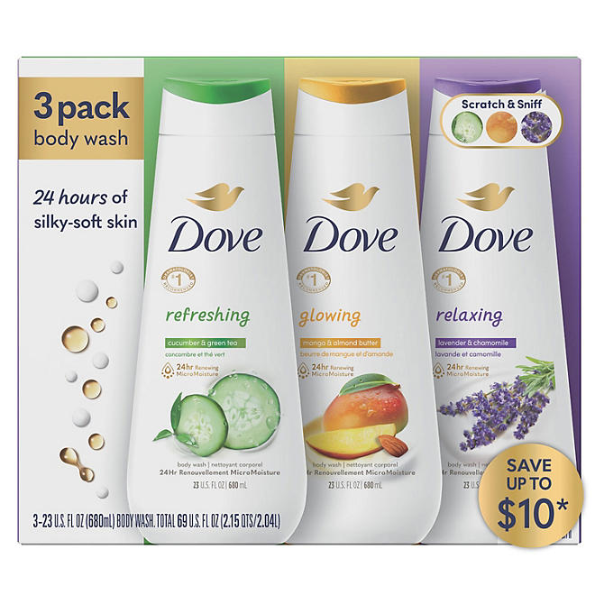 Dove Refresh, Glow & Relax Body Wash Collection 23 fl. oz., 3 pk.
