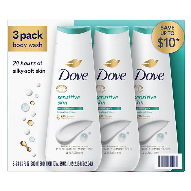 Dove Nourishing Body Wash, Sensitive Skin 23 fl. oz., 3 pk.
