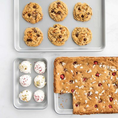 PERLLI Baking Sheets for Oven Nonstick Cookie Sheet Set - 3 Pc Bakeware Set
